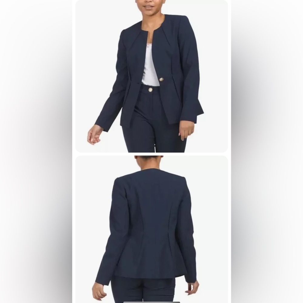NWT Elie Tahari, navy single gold button blazer - Picture 12 of 12